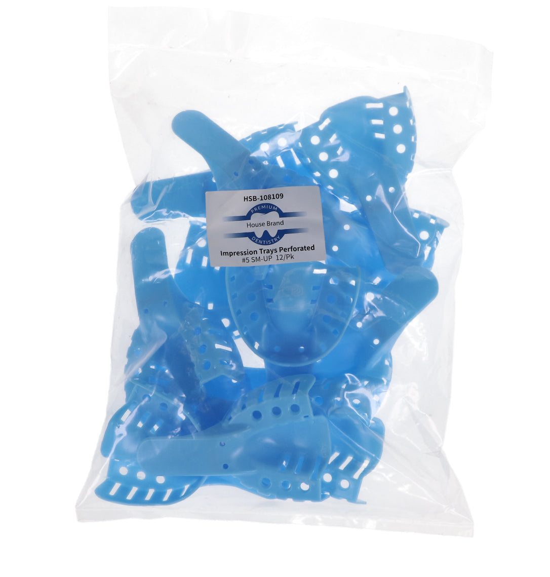 House Brand Dentistry 108109 Perforated Impression Trays #5 Small Upper 12/Pk House Brand Dentistry 108109 Perforated Impression Trays #5 Small Upper 12/Pk